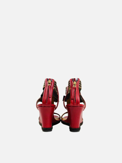 FENDI T-bar Red & Brown Size EU 40 Wedges Rovelle Bags