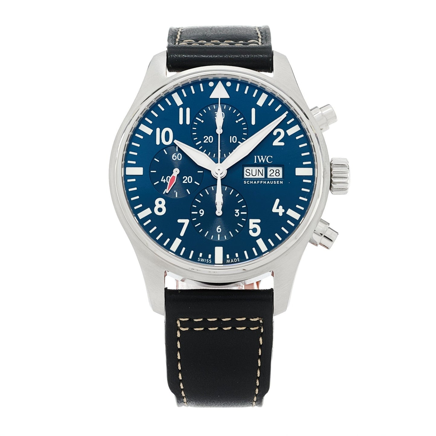 Stainless Steel Calfskin 43mm Pilot "Le Petit Prince" Chronograph Automatic Watch Blue IW377714