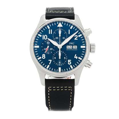 Stainless Steel Calfskin 43mm Pilot "Le Petit Prince" Chronograph Automatic Watch Blue IW377714