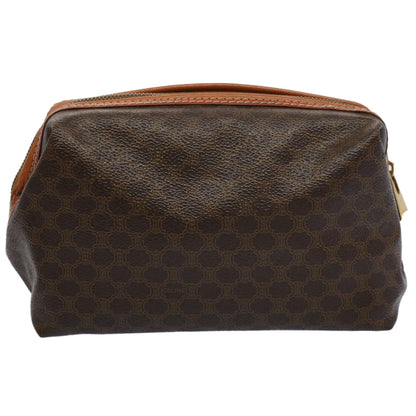 Luxury CELINE Macadam Canvas Pouch PVC Leather Brown 55629