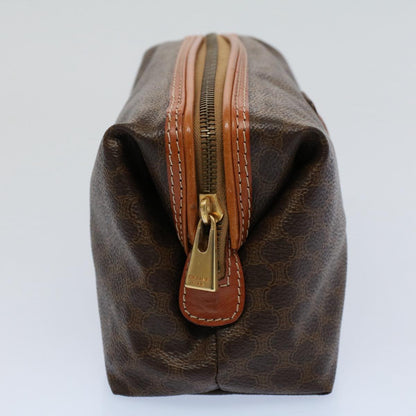 Luxury CELINE Macadam Canvas Pouch PVC Leather Brown 55629