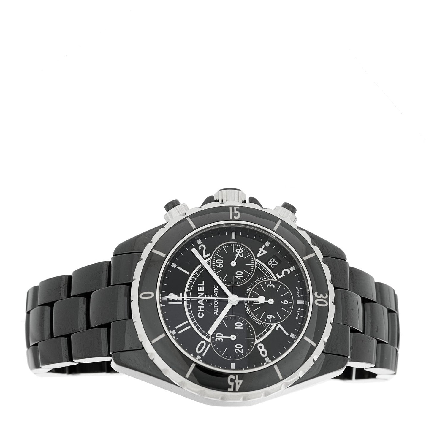 Stainless Steel Ceramic 41mm J12 Chronograph Automatic Watch Black