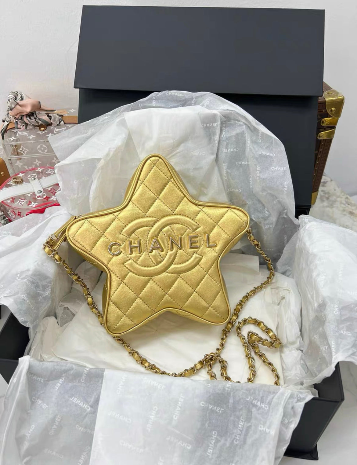 Chanel Luxury Lambskin Gold Handbag Style 4 Rovelle Bags