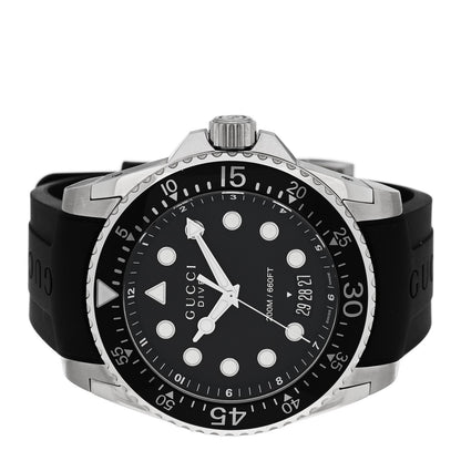 Stainless Steel Rubber 45mm Dive Quartz Watch Black