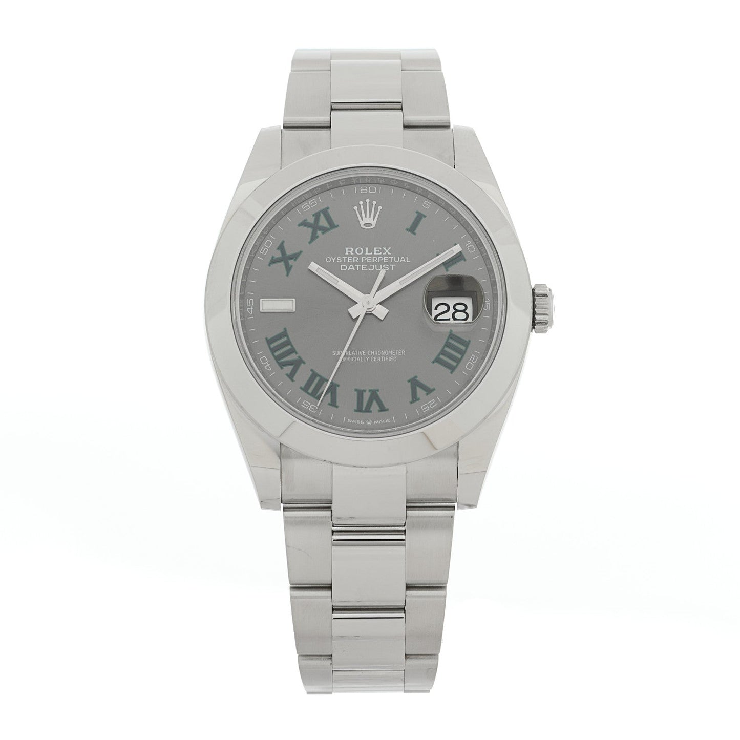 Stainless Steel 41mm Oyster Perpetual Wimbledon Datejust Watch Slate 126300