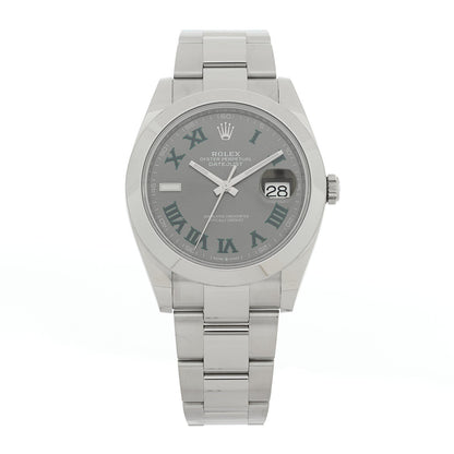 Stainless Steel 41mm Oyster Perpetual Wimbledon Datejust Watch Slate 126300