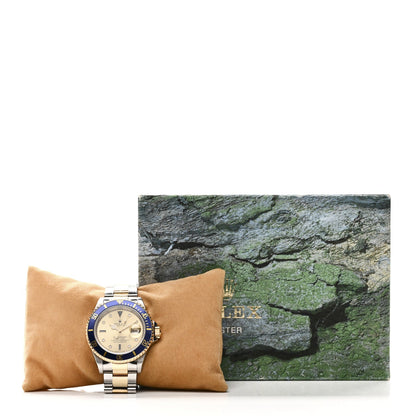 Stainless Steel 18K Yellow Gold Diamond Blue Sapphire 40mm Submariner Date Watch Champagne 16613