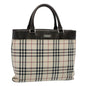 Luxury Burberry Nova Check Tote Bag Nylon Canvas Beige Auth 56349