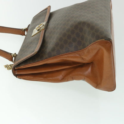 Luxury CELINE Macadam Canvas Hand Bag PVC Leather Brown 56385