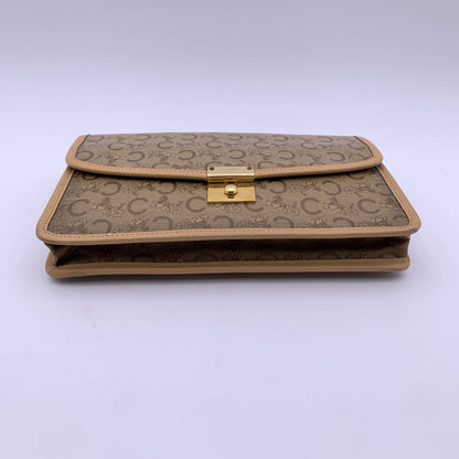 Luxury CELINE Beige Vinyl C Macadam Canvas Clutch Bag Purse