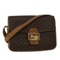 Luxury CELINE Macadam Canvas Horse Carriage Shoulder Bag PVC Leather Brown 56467