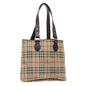 Luxury Burberry Nova Check Tote Bag PVC Leather Beige Auth 56575