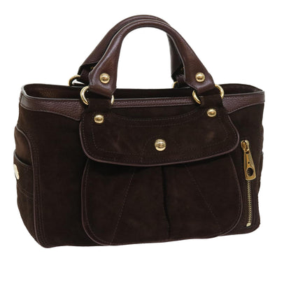 Luxury CELINE Hand Bag Suede Leather Brown 56762