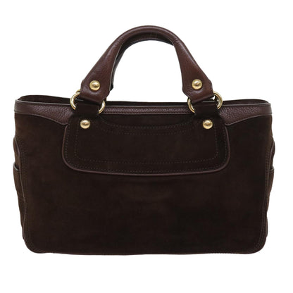 Luxury CELINE Hand Bag Suede Leather Brown 56762