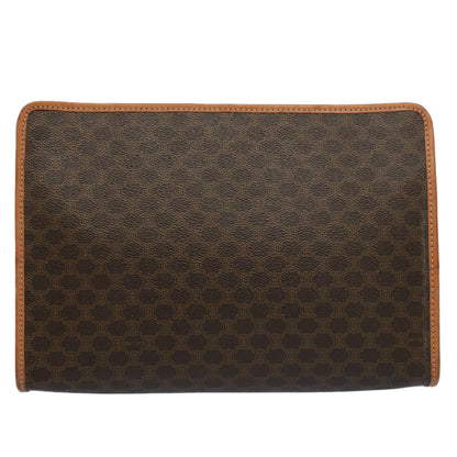 Luxury CELINE Macadam Canvas Clutch Bag PVC Leather Brown 56781
