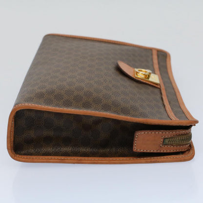 Luxury CELINE Macadam Canvas Clutch Bag PVC Leather Brown 56781