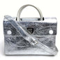 Christian Dior Handbag leather Metallic Silver DIOREVER Women Rovelle Bags