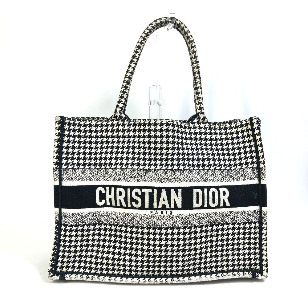 Dior Tote Bag M1296ZTQT_M911 canvas black Houndstooth Book Tote Medium Logo Women Rovelle Bags