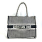 Dior Tote Bag M1296ZTQT_M911 canvas black Houndstooth Book Tote Medium Logo Women Rovelle Bags