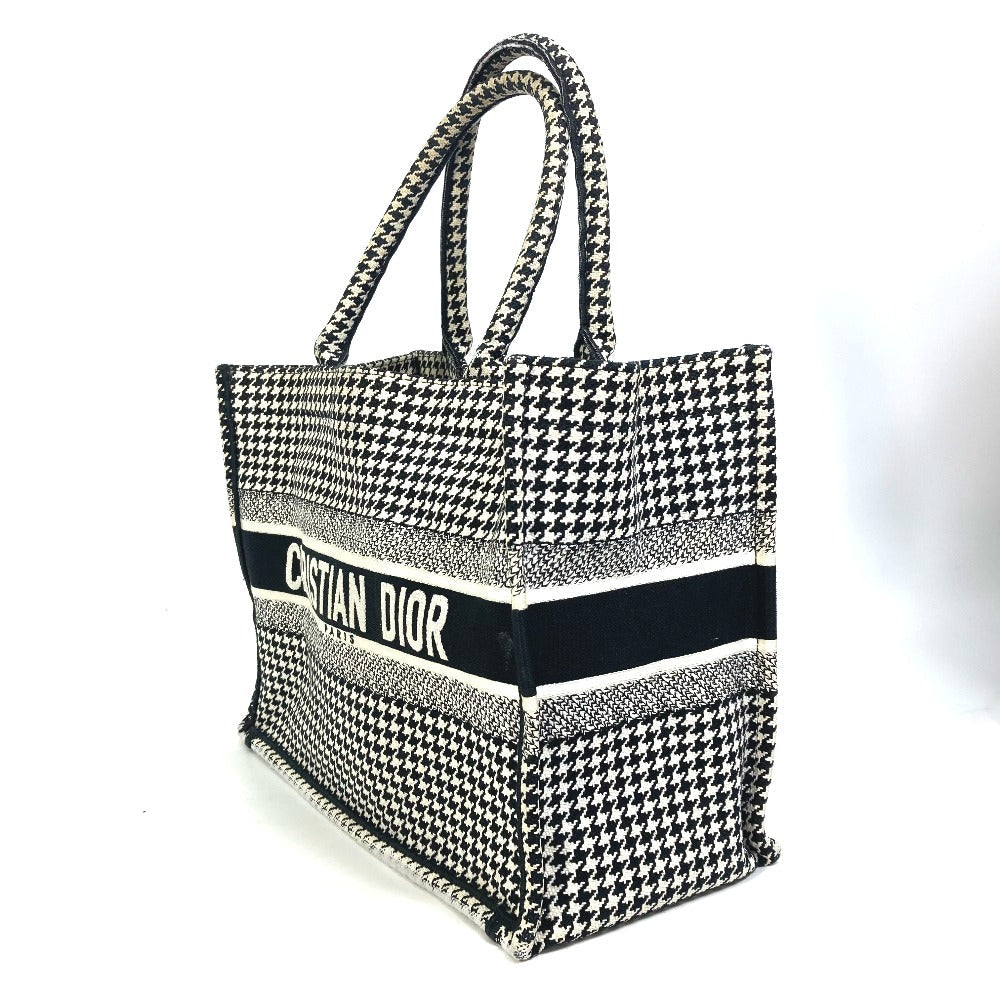 Dior Tote Bag M1296ZTQT_M911 canvas black Houndstooth Book Tote Medium Logo Women Rovelle Bags