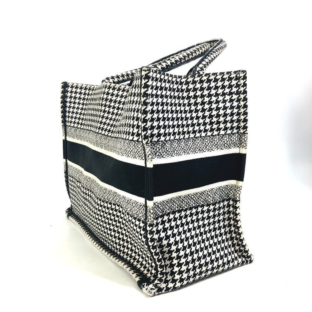 Dior Tote Bag M1296ZTQT_M911 canvas black Houndstooth Book Tote Medium Logo Women Rovelle Bags