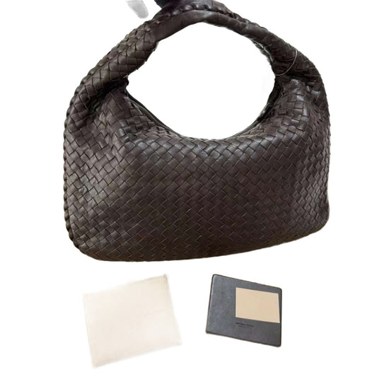 Bottega Veneta Intrecciato Hobo Bag Medium Chocolate Brown Lambskin leather with Mirror