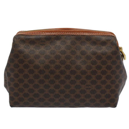 Luxury CELINE Macadam Canvas Pouch PVC Leather Brown 57303