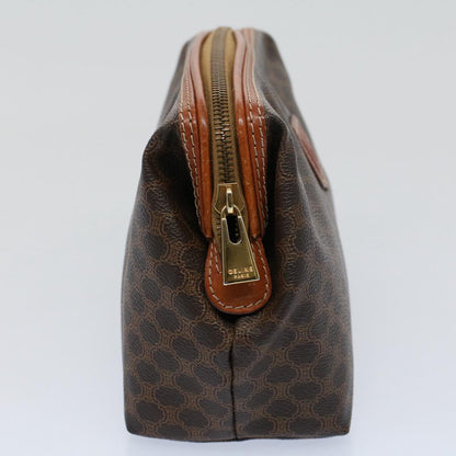 Luxury CELINE Macadam Canvas Pouch PVC Leather Brown 57303