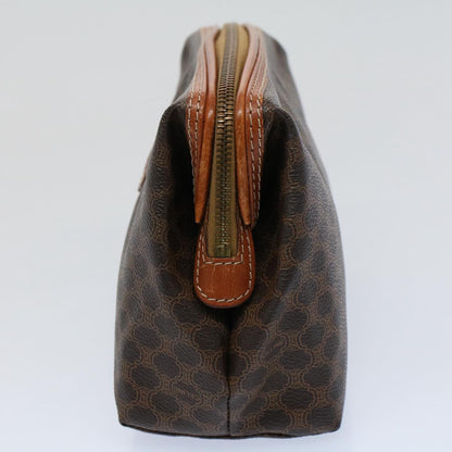 Luxury CELINE Macadam Canvas Pouch PVC Leather Brown 57303
