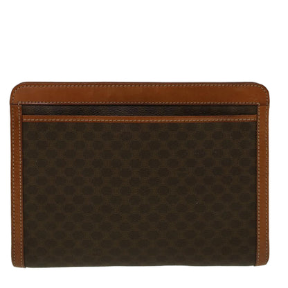Luxury CELINE Macadam Canvas Clutch Bag PVC Leather Brown 57314