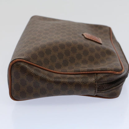Luxury CELINE Macadam Canvas Clutch Bag PVC Leather Brown 57379