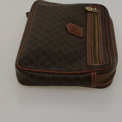 Luxury CELINE Macadam Canvas Clutch Bag PVC Leather Brown 57637