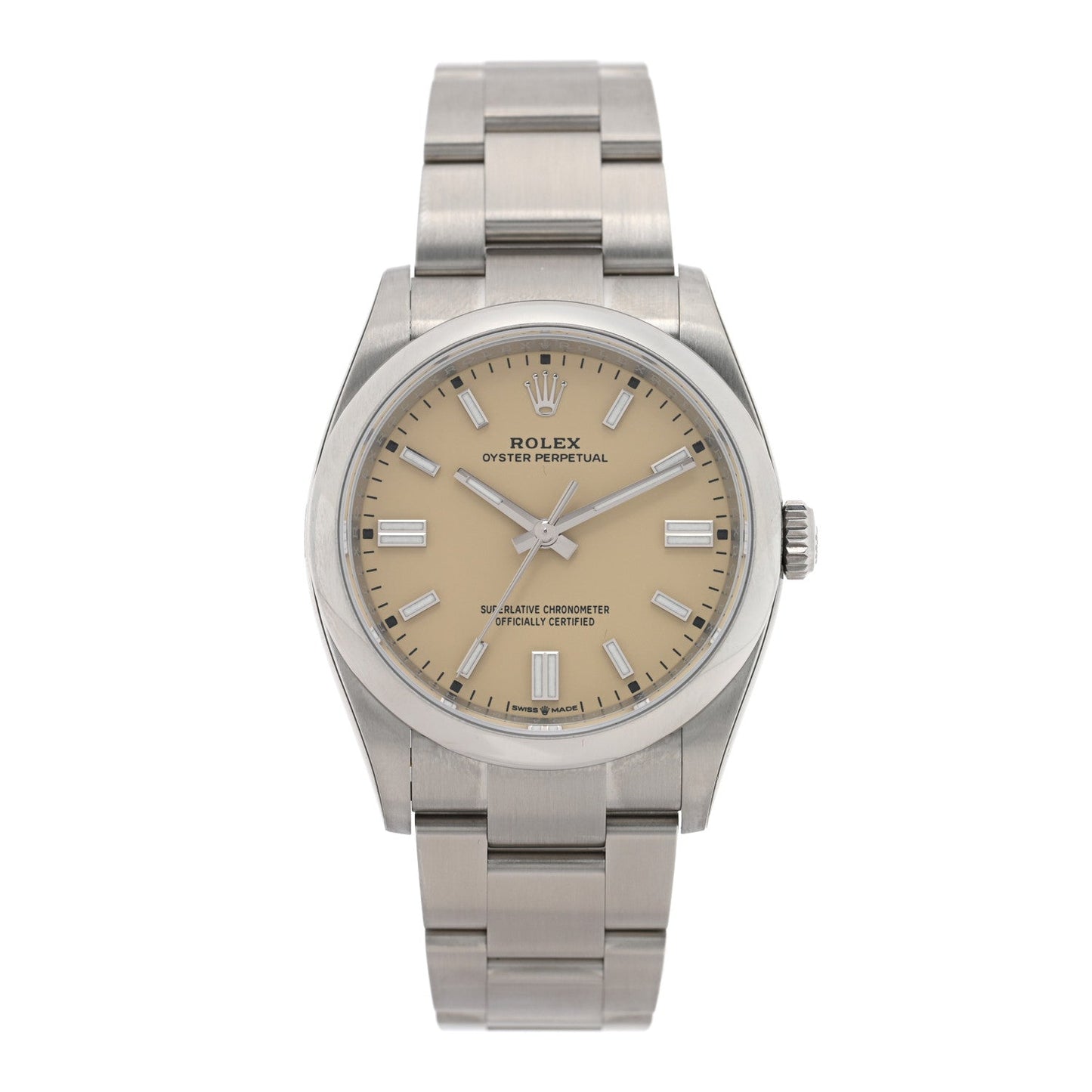 Stainless Steel 36mm Oyster Perpetual Watch Beige 126000