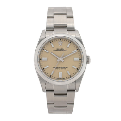 Stainless Steel 36mm Oyster Perpetual Watch Beige 126000
