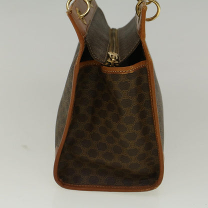 Luxury CELINE Macadam Canvas Hand Bag PVC Leather Brown 57855