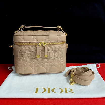 Dior Shoulder Bag leather beige Travel Small Vanity Rovelle Bags