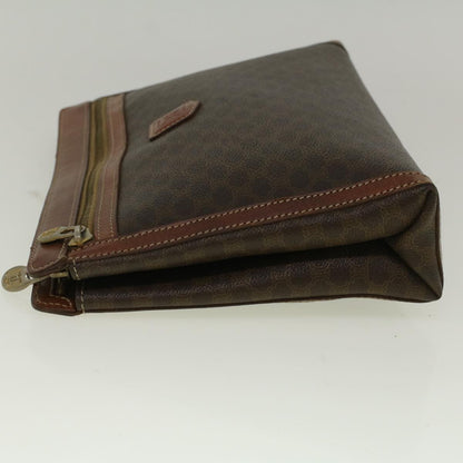 Luxury CELINE Macadam Canvas Clutch Bag PVC Leather Brown 58407