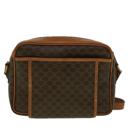 Luxury CELINE Macadam Canvas Shoulder Bag PVC Leather Brown 58514