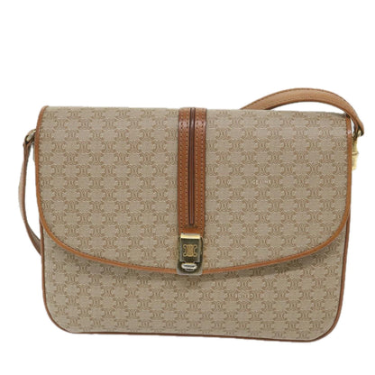 Luxury CELINE Macadam Canvas Shoulder Bag Beige 58580