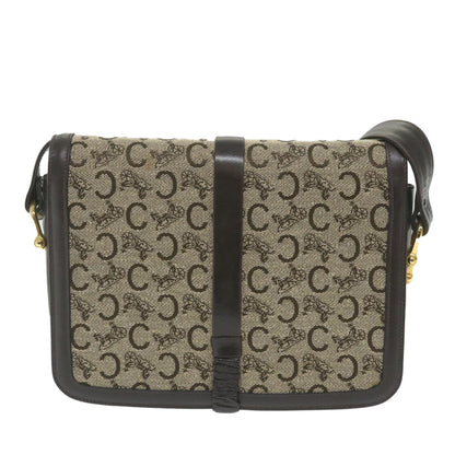 Luxury CELINE C Macadam Canvas Shoulder Bag Beige 58911
