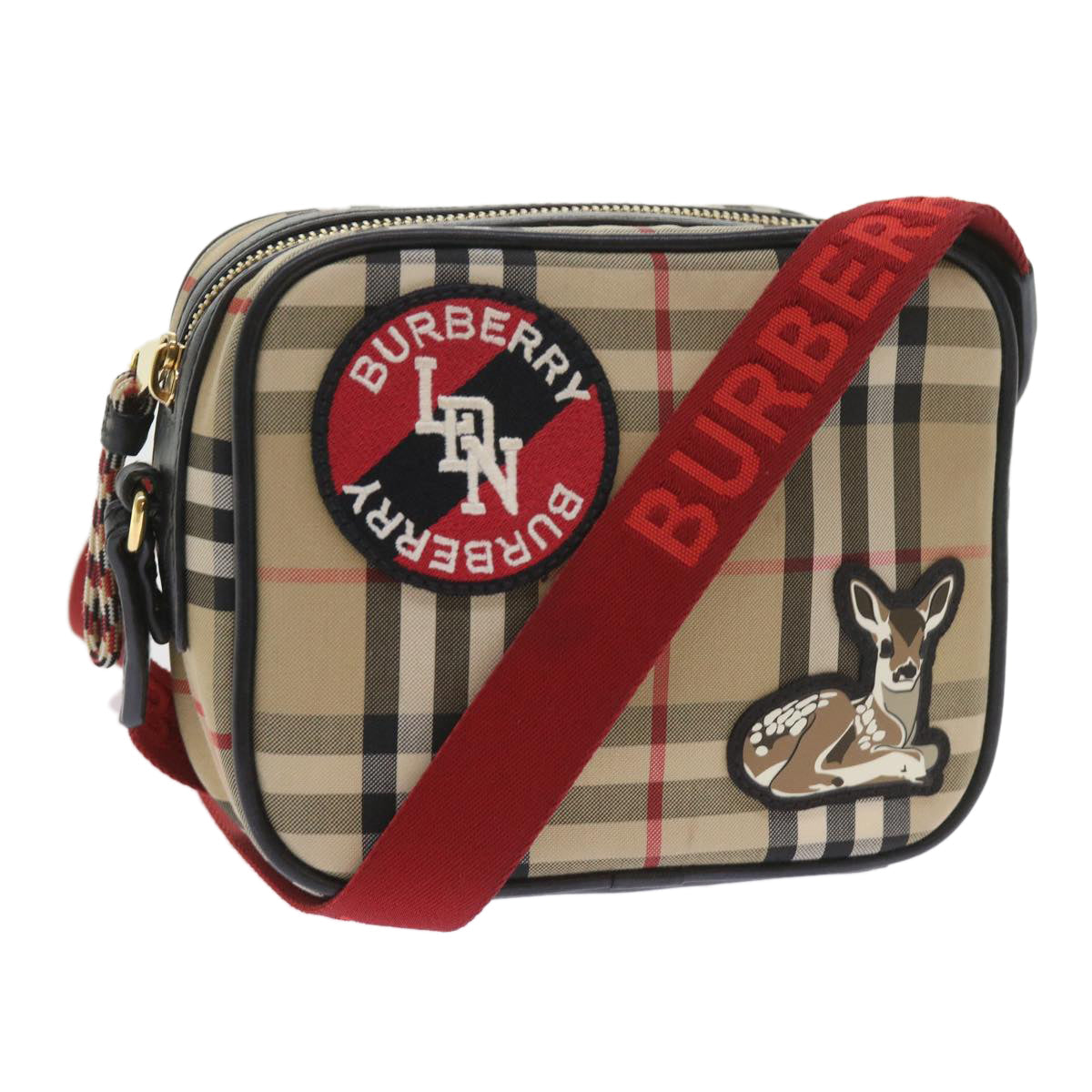 Burberry Nova Auth Canvas Beige Shoulder Bag Style 13