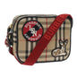 Luxury Burberry Nova Check Shoulder Bag Nylon Canvas Beige Auth 58996A