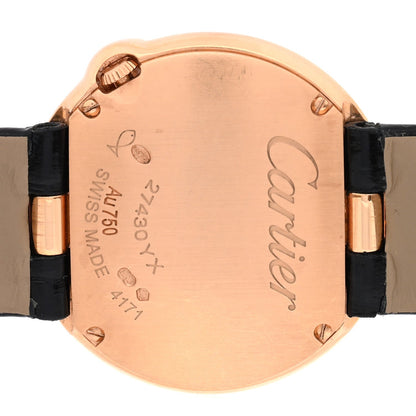 18K Pink Gold Alligator Diamond Bezel 30mm Ballon Blanc De Cartier Quartz Watch