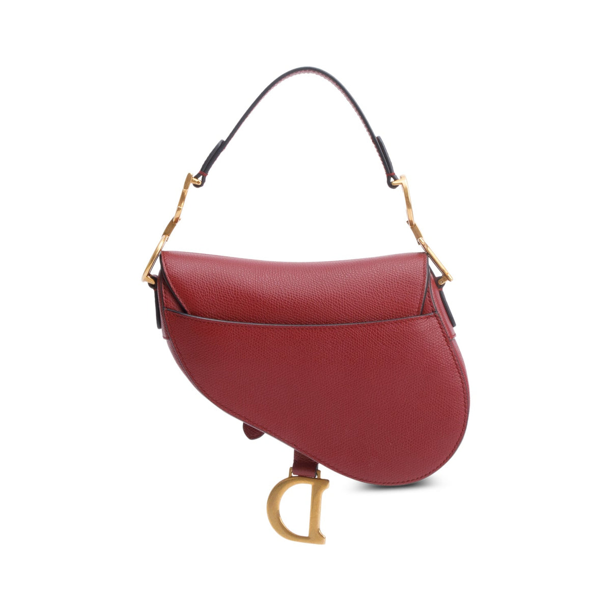 Christian Dior Red Grained Calfskin Leather Mini Saddle Bag Rovelle Bags
