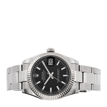 Stainless Steel 18K White Gold 31mm Oyster Perpetual Datejust Watch Black 178274