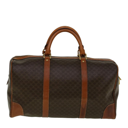 Luxury CELINE Macadam Canvas Boston Bag PVC Leather Brown 59265