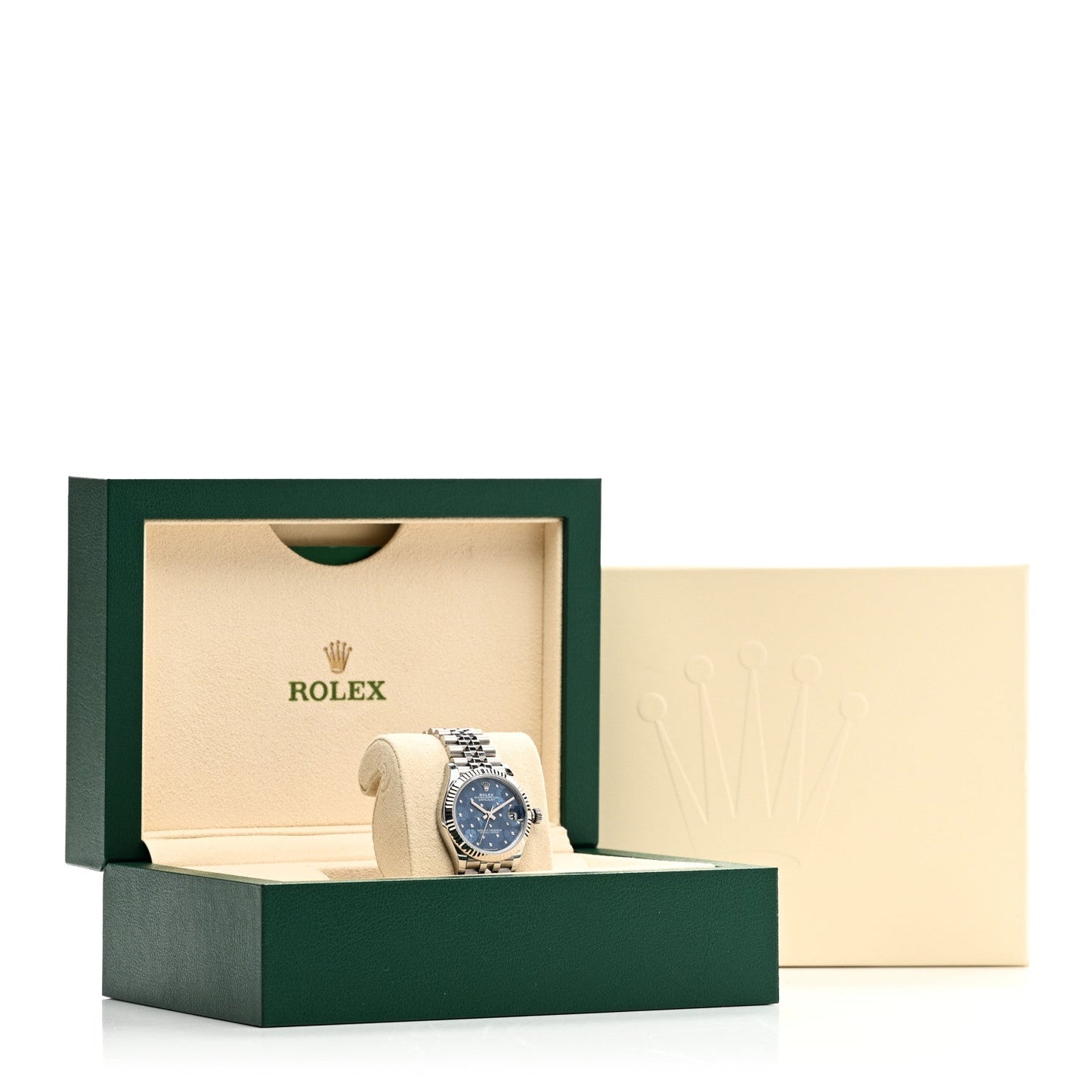 Stainless Steel 18K White Gold Diamond 31mm Oyster Perpetual Datejust Watch Azzurro Blue Floral 278274