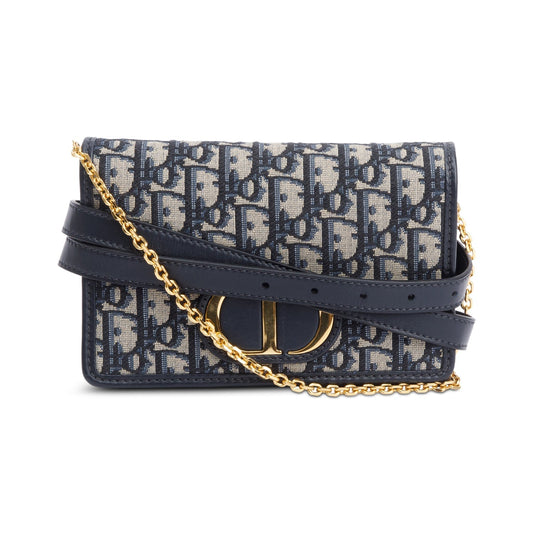 Christian Dior 2022 Navy Oblique 30 Montaigne 2-In-1 Pouch Bag Rovelle Bags