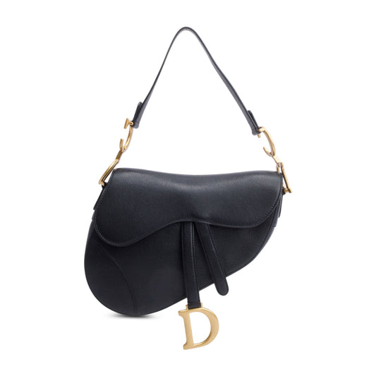 Christian Dior Black Grained Calfskin Leather Saddle Bag Rovelle Bags