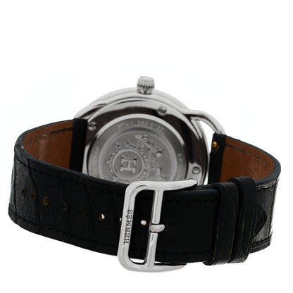Stainless Steel Alligator Diamond Bezel Mother of Pearl 38mm Arceau Quartz Watch Noir